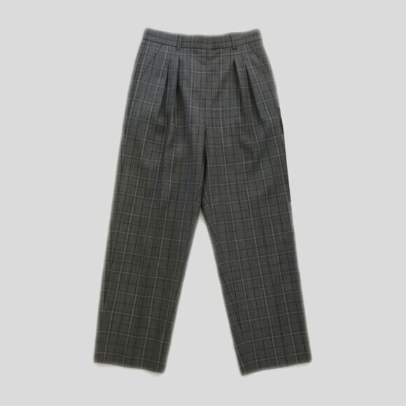 Tory Burch Gray Plaid Pleated Wool Blend Mid Rise Academia Dress Pants - 4 - Picture 1 of 9